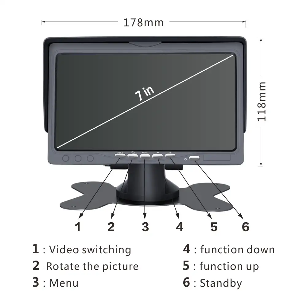 7 Inch Full Color Led Backlight Tft Lcd Monitor Voor Auto Achteruitkijk Camera Auto Dvd Camera