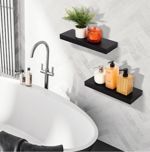 Estantes de madera para libros de 17 pulgadas, estante organizador de almacenamiento flotante de madera, almacenamiento para dormitorio, baño, incluye soportes de montaje para el hogar - Product Image 4