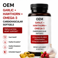 Gélules Molles OEM d'Ail et d'Aubépine Oméga-3 pour la Santé Cardiovasculaire, Allicine, Huile de Poisson EPA DHA, Complément Quotidien pour le Bien-être Vasculaire