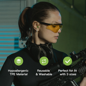 Protection auditive réutilisable en TPE de qualité médicale pour la chasse et le tir, avec interrupteur pour l'annulation des bruits d'impulsion - Product Image 3