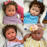 Poupée Reborn en Silicone Intégral de 18 Pouces, Fille, Exquise et Adorable, Texture Réaliste, Cheveux Bruns Bouclés, Poupée de Collection