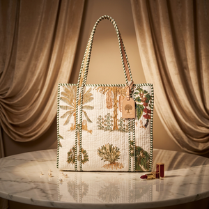 Sac fourre-tout en coton à motifs faits main, style bohème, avec ouverture supérieure, idéal pour l'été, l'hiver, le printemps, les voyages, le shopping et la plage - Product Image 1