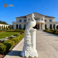 Statues de paon en marbre blanc sculpté TREVI, pierre naturelle, pour la décoration de jardin