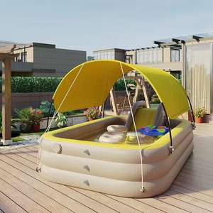 <span class=keywords><strong>Piscine</strong></span> rectangulaire gonflable automatique <span class=keywords><strong>pour</strong></span> enfants, avec pare-soleil épaissi, pliable, en PVC, avec toboggan <span class=keywords><strong>pour</strong></span> bébé, sans fil, à piles - Product Image 2