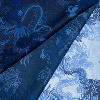Tissu denim écologique imprimé dragon 30S 100% Lyocell, bleu ton sur ton délavé, couleur vive et résistante, échantillon personnalisé, MOQ 300M, pour filles
