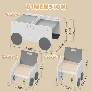 Ensemble table et chaise en bois réglables en hauteur pour enfants de 3 à 8 ans - Product Image 2