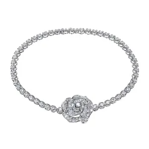Элегантное светское ажурное розовое ожерелье серьги-гвоздики Открытое кольцо Полный бриллиантовый браслет для женщин