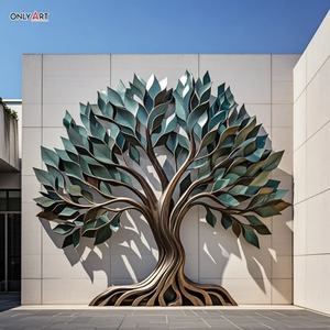 Sculpture murale en laiton moderne en métal personnalisée pour l'extérieur, grande sculpture en bronze <span class=keywords><strong>de</strong></span> l'<span class=keywords><strong>arbre</strong></span> <span class=keywords><strong>de</strong></span> <span class=keywords><strong>vie</strong></span>, statue murale pour la décoration <span class=keywords><strong>de</strong></span> la maison et du jardin - Product Image 1