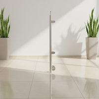 Poteau d'extrémité de main courante rond en acier inoxydable à montage latéral avec pince à verre et support de rail pour escalier de balcon extérieur
