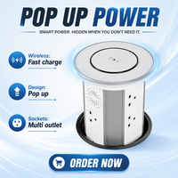Prise de courant motorisée escamotable avec contrôle WiFi par application, chargeur sans fil 15W en alliage d'aluminium, 4 ports USB (2A, 2C) pour table de conférence