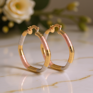 Orecchini a Cerchio Multicolore di Lusso, Placcati in Oro 18K, Lega di Metallo Prezioso, Gioielli Unisex Alla Moda per Uso Quotidiano - Product Image 2