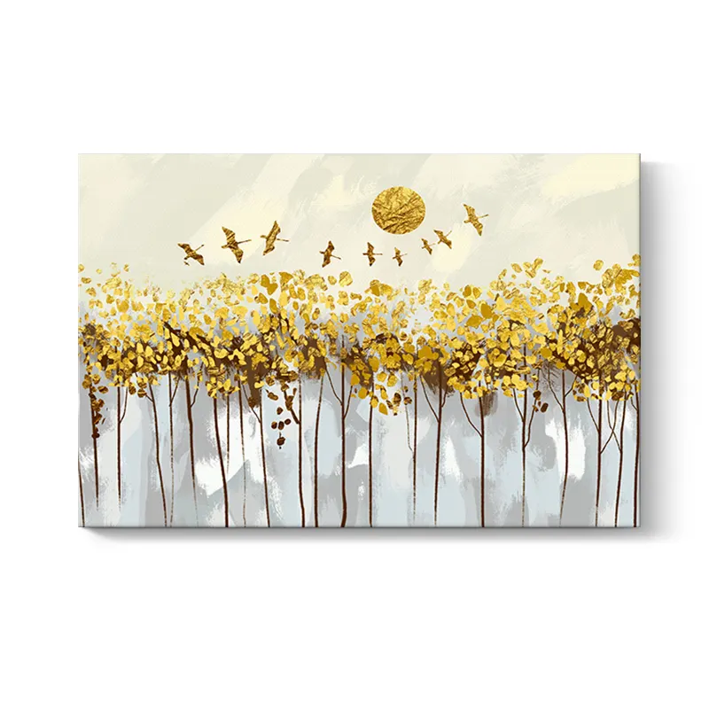 Abstract beautiful autumn forest landscape painting wall art canvas print on canvas