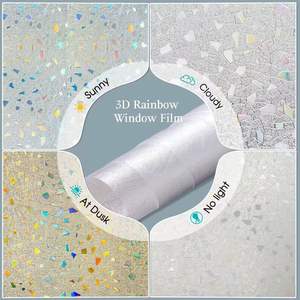 Film de confidentialité pour fenêtre, film adhésif arc-en-ciel pour fenêtre, <span class=keywords><strong>d</strong></span>écorations 3D en verre teinté, revêtements de fenêtre statiques, film amovible sans adhésif - Product Image 5