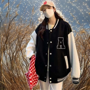 Chaqueta Bomber Reversible Personalizada para Mujer, Transpirable, Estilo Urbano, Abrigo Holgado de Poliéster con Botones para Otoño e Invierno, Estilo Estudiantil - Product Image 3