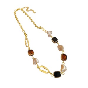 Collier ras du cou pour femme en agate et <span class=keywords><strong>perles</strong></span>, plaqué or, style vintage tendance, vente en gros - Product Image 5