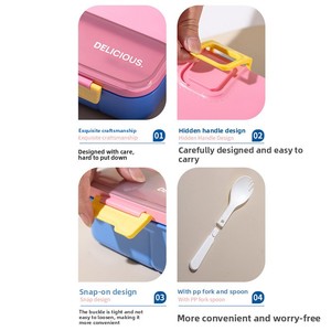 Boîte à <span class=keywords><strong>lunch</strong></span> isotherme grande capacité avec compartiments, couverts et boîte à sauce intégrée, idéale pour étudiants et employés de bureau, compatible micro-ondes – Nouveauté en promotion - Product Image 4