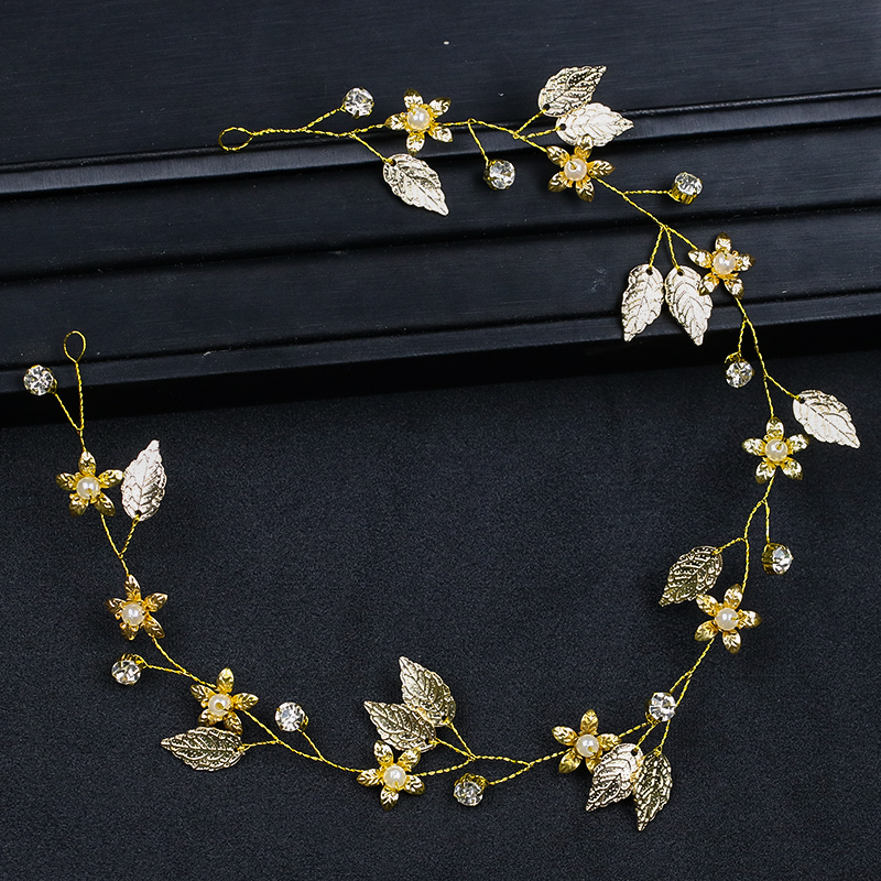Golden Leaf Hair Accessory Hairband Wedding Dress Accessory Hot Sale in Europe and American