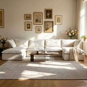 Divano Sezionale Imbottito con Seduta Profonda - Imbottitura in Spugna ad Alta Resilienza e Piuma d'Oca, <span class=keywords><strong>Design</strong></span> Lavabile - Product Image 6