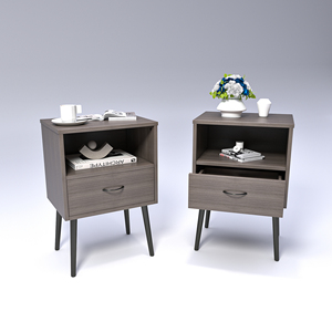 Comodino moderno con cassetto e ripiano aperto per camera da letto o soggiorno - Product Image 1