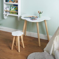 Ensemble bureau et tabouret en forme de nuage de style nordique pour enfants, bureau d'étude en bois pour enfants avec tabouret, meubles pour enfants