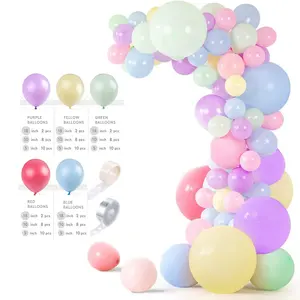 100pcs Rainbow Macaron Birthday Party Theme Background Decoration Supplies Needs Pastel Balloon Garland Arch Kit Set