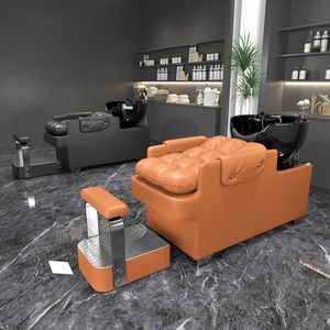 Nordic High-End Modern Luxury Shampoo Chair for Beauty Salon Hair Spa Ceramic Synthetic Leather Adjustable <b>Footrest</b> High-Density - Product Image 4
