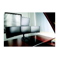 Support de bureau ergonomique DMP LCD4802Q-STAND en alliage d'aluminium et acier allié pour quatre moniteurs de 13 à 24 pouces, tube de 48 mm, VESA 100x100