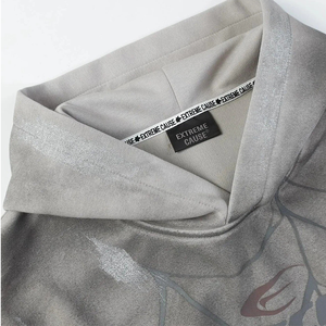 Felpa con Cappuccio Personalizzata con Graffiti di <span class=keywords><strong>Ragno</strong></span> Dipinto, Stile Retrò, Casual Oversize per Uomo, 100% Cotone, Ricamata, Vintage - Product Image 5