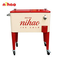Troli Pendingin Minuman Mini Berinsulasi Logam Nihao 75L, Troli Ember Es Retro, Pesta, Troli Bar Dalam & Luar Ruangan Hotel, Logo Kustom