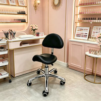 Tabouret de Beauté de Luxe à Roulettes Ergonomique et Réglable en Hauteur pour Technicien(ne) des Cils, Salon et Spa