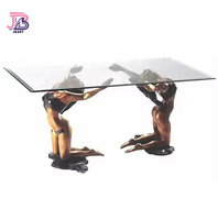 Décoration de salle de restaurant personnalisée Grande table basse de luxe en métal coulé et laiton Base pour femme moderne en bronze Table basse pour hall d'hôtel