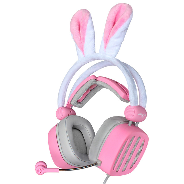 Siberian S21 pink Cute Bunny Ears Headset Anchor Personality Sexy Girl Female Dedicated Gaming Headset