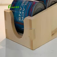 Organisateur en bois personnalisé OEM en gros, conteneur empilable, supports et étagères de rangement pour PC, en acier inoxydable, carré, laqué VINO