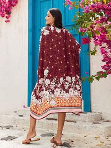 Whosale 2024 costumi da bagno Beachwear lusso Custom <span class=keywords><strong>viscosa</strong></span> stampato <span class=keywords><strong>cardigan</strong></span> da spiaggia Sexy Kimono da donna lunga con cintura - Product Image 5