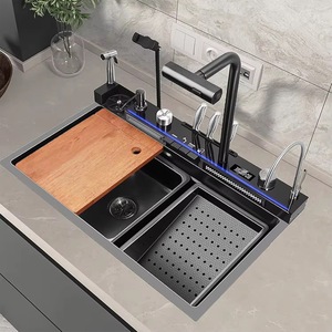 Nouveau design et évier en acier évier de cuisine à bol unique avec porte-couteau évier de cuisine cascade en nid d'abeille intégré dans le support <span class=keywords><strong>mobile</strong></span> - Product Image 6