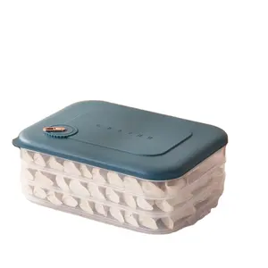 날짜 식품 용기 기록을위한 턴테이블이있는 3 층 플라스틱 냉동 만두 상자 보관 상자