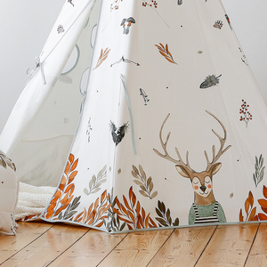 Kids <strong>Teepee</strong> Hexagonal Tent Children Play Tent Indoor &amp;Outdoor Kids Playhouse <strong>White</strong> Canvas <strong>Teepee</strong> With Pine Pole - Product Image 4