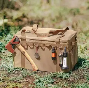 Campingmoon tas penyimpan peralatan berkemah, set peralatan luar ruangan tas penyimpan peralatan makan dapat dilipat