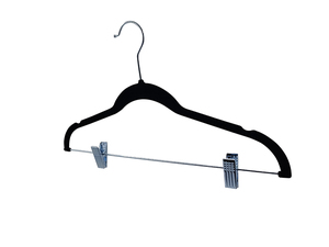 공장 공간 절약형 벨벳 블랙 옷걸이 클립형 팬츠 & 스커트 옷걸이 - Product Image 5