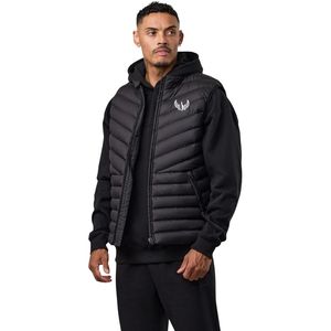 Veste matelassée noire à capuche pour homme, fermeture éclair intégrale, isolée, coupe-vent, thermique, pour sports de plein air, vêtements d'extérieur - Product Image 1