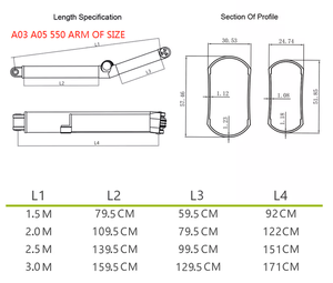 DM hiện đại ngoài trời nhôm có thể thu vào cánh tay A03 mô hình trắng 1.5-3.5m có thể mở rộng hoạt động bằng tay Acrylic Vật liệu buồm mái hiên - Product Image 6
