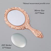 Miroir de poche ovale vintage DIY avec poignée, cadre floral antique, miroir de maquillage portable rétro, cadeaux pour femmes, miroir décoratif