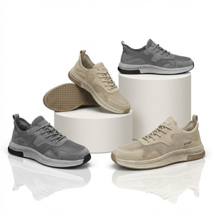 Baskets sportives en maille respirante à lacets, bout rond, semelle extérieure en caoutchouc, semelle intermédiaire en EVA, toutes saisons, couleur unie, chaussures pour hommes - Product Image 3