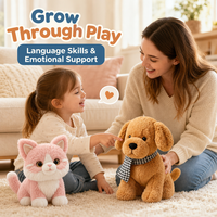 Robot chien ou chat électronique intelligent à commande vocale, jouet interactif en peluche, 11 commandes, musique, boîte cadeau pour enfants, tout-petits, cadeaux STEM