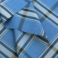 Tela de Camisería de Primera Calidad, Transpirable, de Bambú Elástico, Sin Arrugas, Teñida con Hilo, a Cuadros, para Camisas de Hombre