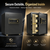 Caja de Seguridad Comercial de Acero Aleado con 4 Pernos, Llave Digital con Huella Dactilar y Triple Acceso para Oficina y Banco