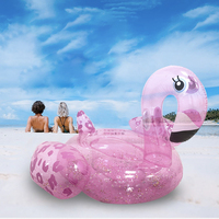 Urageidogi Jouets aquatiques gonflables pour la plage et la piscine, flotteur de piscine rose flamant rose pour adultes avec paillettes