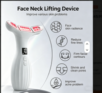 Appareil portable de lifting du visage et du cou en forme de V avec écran LCD rouge et bleu pour l'élimination du double menton, la réduction des rides et l'anti-âge