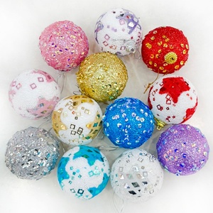 Christmas Decorations Foam Gold Powder Christmas Ball 12 Pieces Ornaments ZT232 - Product Image 2