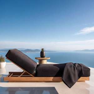 Tumbona de Lujo para Piscina, Muebles de Exterior Impermeables, Tumbona de Tela de Teca para Exteriores - Product Image 6